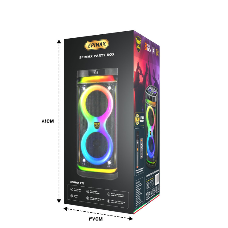 اسپیکر بلوتوثی اپیمکس مدل EPIMAX-777 با میکروفون و ریموت کنترل