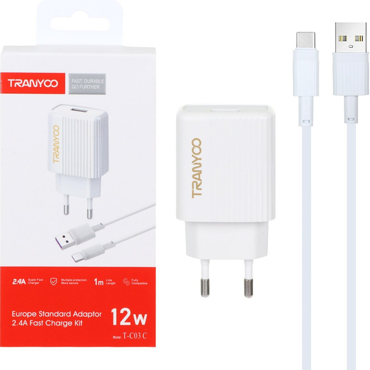 شارژر دیواری فست تک پورت Tranyoo 12W مدل T-C03C
