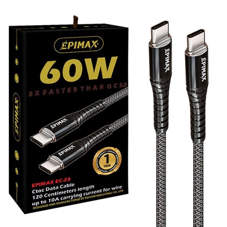 کابل شارژ دو سر تایپ سی 60 وات EPIMAX مدل EC-23