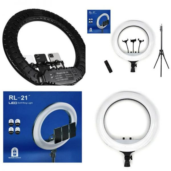 رینگ لایت RL-21 اورجینال به همراه سه پایه 3 متری و ریموت کنترل و 3 نگهدارنده موبایل