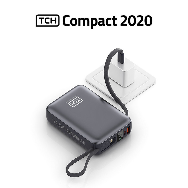 پاوربانک 22.5 وات تی سی اچ مدل Compact 2020 ظرفیت 20000 میلیآمپرساعت به همراه 2 عدد کابل USB-C / لایتنینگ