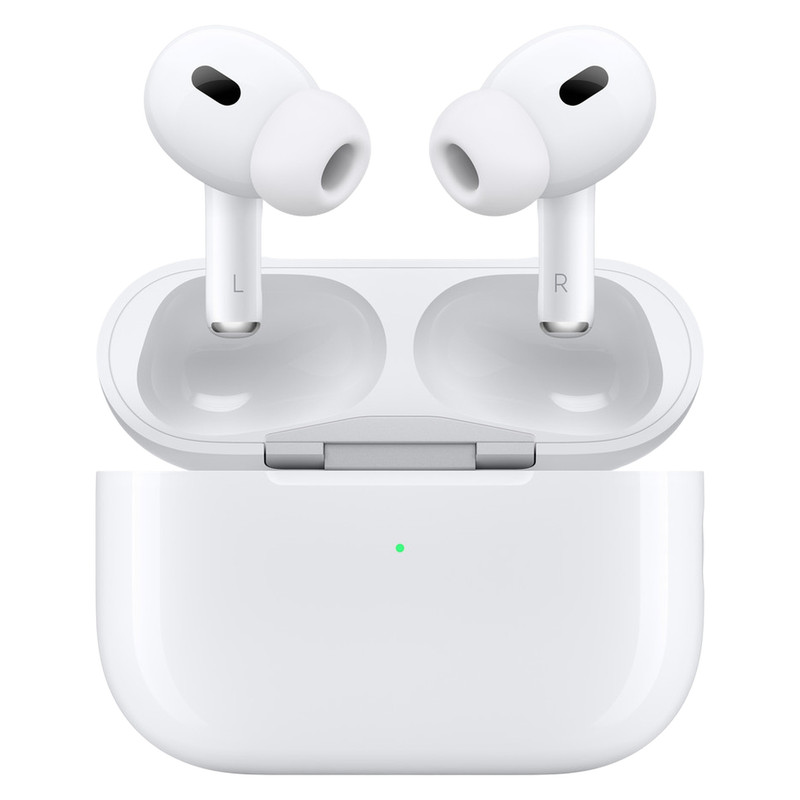 هدفون بلوتوثی اپل مدل AirPods Pro 2nd Generation با نویز کنسلینگ فعال (ANC)، نویز کنسلینگ میکروفون (ENC)، درگاه شارژ USB Type-C، با قابلیت شارژ بی‌سیم، دارای میکروفون دوگانه از نوع Beamforming، مقاومت در برابر رطوبت و عرق (های کپی)
