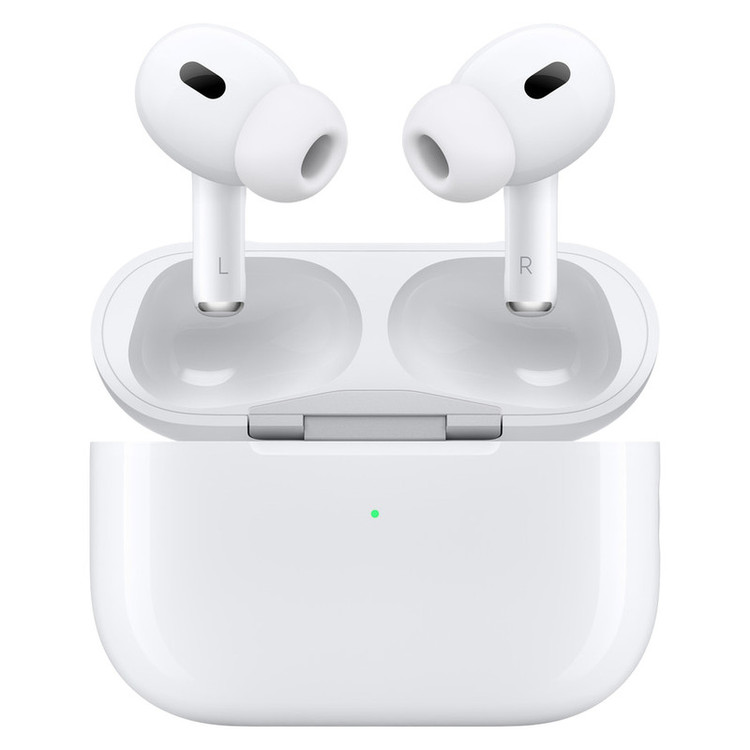 هدفون بلوتوثی اپل مدل AirPods Pro 2nd Generation با نویز کنسلینگ فعال (ANC)، نویز کنسلینگ میکروفون (ENC)، درگاه شارژ USB Type-C، با قابلیت شارژ بیسیم، دارای میکروفون دوگانه از نوع Beamforming، مقاومت در برابر رطوبت و عرق (های کپی)
